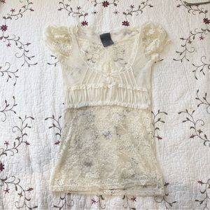Cream Lace Milkmaid Top